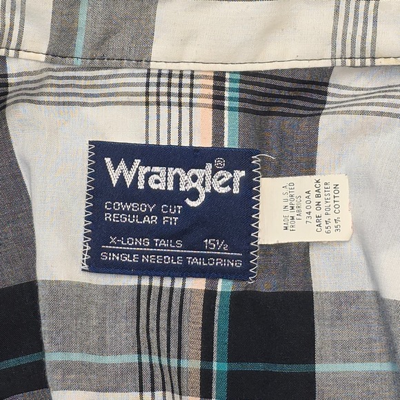 Vintage Wrangler Cowboy Cut Plaid Western Short Sleeve Shirt Mens Size 15.5 - Picture 5 of 6
